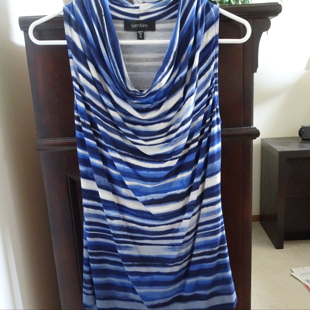Karen Kane Blue Painted Stripe Top - XS Never worn